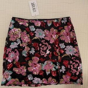 12th Tribe Dynamo Floral Sequin Mini Skirt Size Medium
